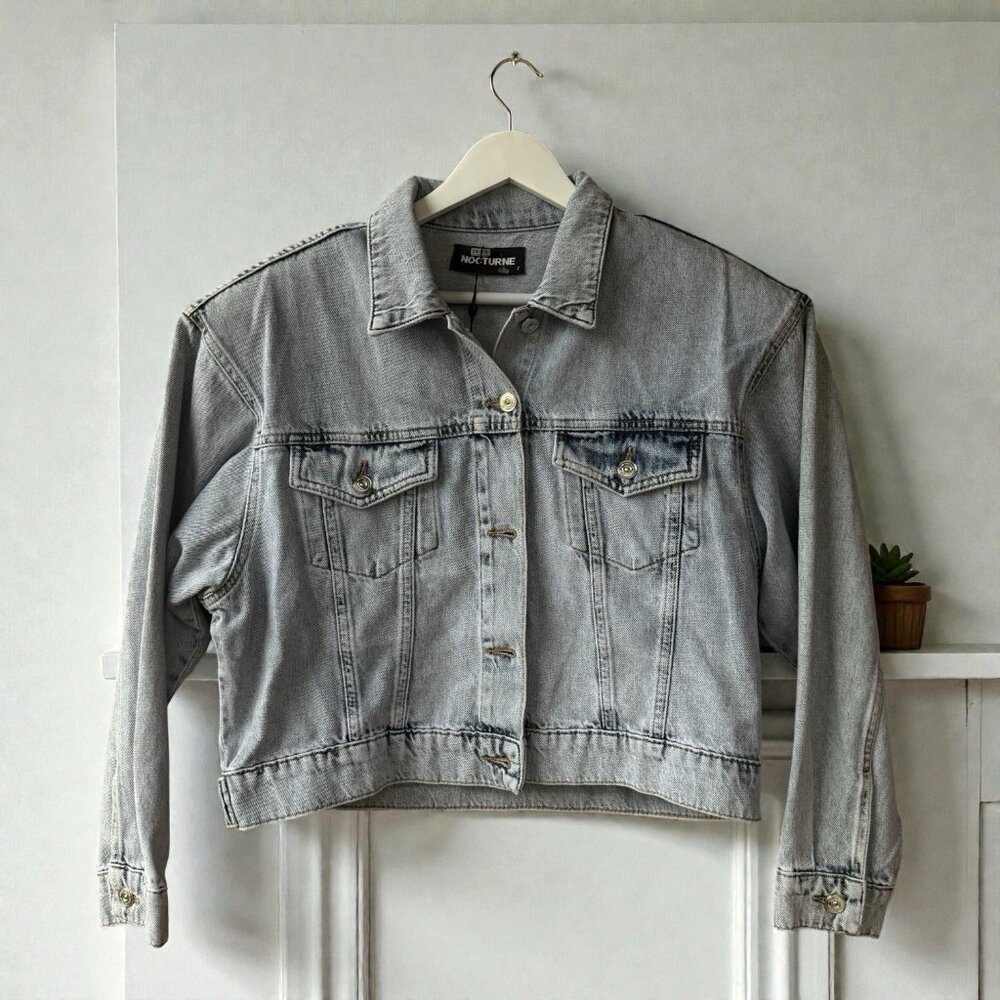 Free People Nocturne Studded Women’s denim blue Jacket Size L - Picture 3 of 13